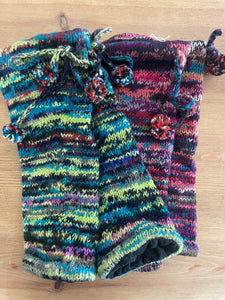 Buy now online from Emma's Emporium. Hand knitted chunky colourful Nepalese Leg Warmers. Perfect warm winter Christmas gifts.