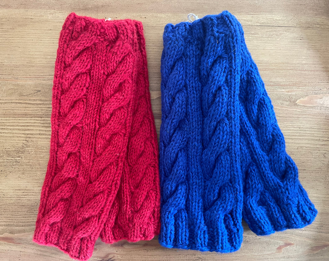 Buy now online from Emma's Emporium. Hand knitted chunky colourful Nepalese Leg Warmers. Perfect warm winter Christmas gifts.