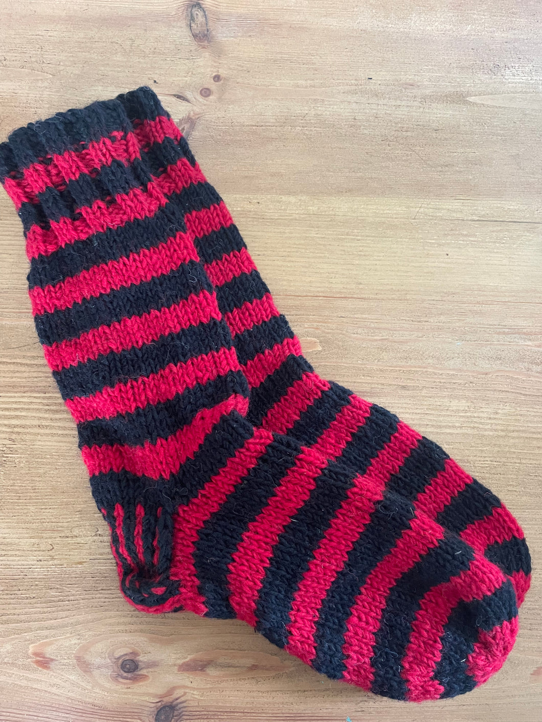 New! Buy now from Emma's Emporium online shop. Super bright, colourful and warm stripe wool with fleece lined Nepalese socks; the perfect winter warming Christmas gift!