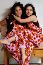 Load image into Gallery viewer, Emma&#39;s Emporium fun retro flower print women&#39;s unisex gender fluid dungarees
