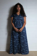 Load image into Gallery viewer, Emma&#39;s Emporium wide leg whale print cotton palazzo flare trouser. Shope Emma&#39;s Emporium online, for retail and wholesale fair trade ethical women&#39;s alternative clothing, gifts and festival fashion. Hippy Hippie clothes, colourful and unique.
