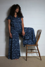 Load image into Gallery viewer, Emma&#39;s Emporium wide leg whale print cotton palazzo flare trouser. Shope Emma&#39;s Emporium online, for retail and wholesale fair trade ethical women&#39;s alternative clothing, gifts and festival fashion. Hippy Hippie clothes, colourful and unique.
