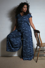 Load image into Gallery viewer, Emma&#39;s Emporium wide leg whale print cotton palazzo flare trouser. Shope Emma&#39;s Emporium online, for retail and wholesale fair trade ethical women&#39;s alternative clothing, gifts and festival fashion. Hippy Hippie clothes, colourful and unique.
