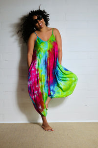 Emma's Emporium bright multi coloured tie dye jumpsuit, with pockets!