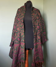 Load image into Gallery viewer, Available to buy online now! Cosy &amp; Warm, Emma&#39;s Emporium Autumn Winter wrap blanket cardigan in paisley fleece, machine washable vegan wool.
