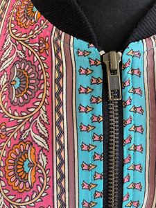 Emma's Emporium Bomber Jacket, loose fit paisley sari coat, available to buy online from Emma's Emporium, ethical slow alternative hippy festival fashion