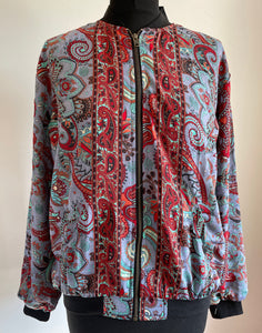 Emma's Emporium Bomber Jacket, loose fit paisley sari coat, available to buy online from Emma's Emporium, ethical slow alternative hippy festival fashion
