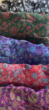 Load image into Gallery viewer, Emma&#39;s Emporium fleece genie harem trousers, loose fit warm winter  hippy pants, made from machine washable vegan fleece, in bright flower or paisley design. Slow fashion, ethically sourced hippie festival hippy fashion.
