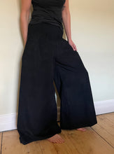 Load image into Gallery viewer, New In! Palazzo Pants! Emma&#39;s Emporium corduroy Palazzo trousers, loose fit warm winter  hippy pants, made from fine soft cotton needle cord. Slow fashion, ethically sourced hippie festival hippy fashion.
