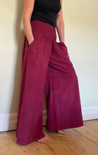 Load image into Gallery viewer, New In! Palazzo Pants! Emma&#39;s Emporium corduroy Palazzo trousers, loose fit warm winter  hippy pants, made from fine soft cotton needle cord. Slow fashion, ethically sourced hippie festival hippy fashion.
