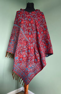 Emma's Emporium Hooded Paisley Fleece Poncho
