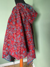 Load image into Gallery viewer, BUY NOW ONLINE! Emma&#39;s Emporium hooded fleece poncho, classic paisley pattern, machine washable vegan fleece. Buy slow ethical women&#39;s hippy fashions online, wholesale and retail. Emma&#39;s Emporium, festival fashion from India, fair trade from around the world.
