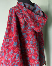 Load image into Gallery viewer, BUY NOW ONLINE! Emma&#39;s Emporium hooded fleece poncho, classic paisley pattern, machine washable vegan fleece. Buy slow ethical women&#39;s hippy fashions online, wholesale and retail. Emma&#39;s Emporium, festival fashion from India, fair trade from around the world.
