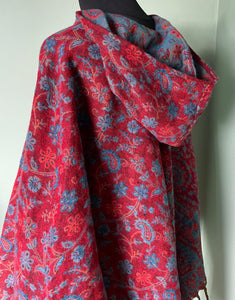 Emma's Emporium Hooded Paisley Fleece Poncho