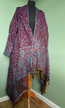 Load image into Gallery viewer, Available to buy online now! Cosy &amp; Warm, Emma&#39;s Emporium Autumn Winter wrap blanket cardigan in paisley fleece, machine washable vegan wool.
