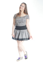 Load image into Gallery viewer, Black and White Op-Art print mini skirt
