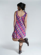 Load image into Gallery viewer, Buy online, Emma's Emporium check cotton summer dress. Buy online, Emma's Emporium check cotton summer dress. A-line women's sun dress, plaid cotton. Gypsy, boho. Ethical Slow fashion.
