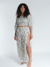 Load image into Gallery viewer, Shop online, buy now from Emma's Emporium. Cotton lurex side split trousers. Emma's Emporium ethical slow alternative women's hippie festival fashion.
