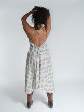 Load image into Gallery viewer, Buy now online, Emma's Emporium lurex cotton floral undress, one size fits all, hippie, boho Indian summer sun dress, women's clothing for festivals, parties and beach holiday.
