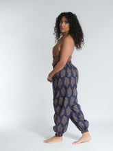 Load image into Gallery viewer, Buy now online! Emma's Emporium relax fit cotton harem genie baggy trouser pant. Floral block print cotton and mixed vibrant colours. Buy Emma's Emporium, slow fashion, ethically sourced, Indian cotton women's summer trouser. Hippie hippy festival alternative clothing.
