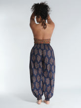 Load image into Gallery viewer, Buy now online! Emma's Emporium relax fit cotton harem genie baggy trouser pant. Floral block print cotton and mixed vibrant colours. Buy Emma's Emporium, slow fashion, ethically sourced, Indian cotton women's summer trouser. Hippie hippy festival alternative clothing.
