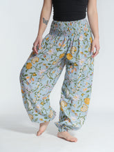 Load image into Gallery viewer, Buy now online! Emma's Emporium relax fit cotton harem genie baggy trouser pant. Floral block print cotton and mixed vibrant colours. Buy Emma's Emporium, slow fashion, ethically sourced, Indian cotton women's summer trouser. Hippie hippy festival alternative clothing.

