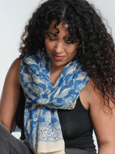 Load image into Gallery viewer, Buy now online from Emma's Emporium. Fish print pure 100% cotton light weight shawl summer scarf beach sarong. Shop Emma's Emporium ethical slow fashion, women's hippie hippy festival boho clothing.
