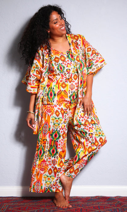 Emma's Emporium Ikat Print Cotton Kimono Jacket/Dressing Gown