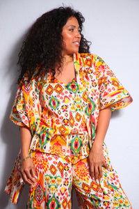 Emma's Emporium Ikat Print Cotton Kimono Jacket/Dressing Gown