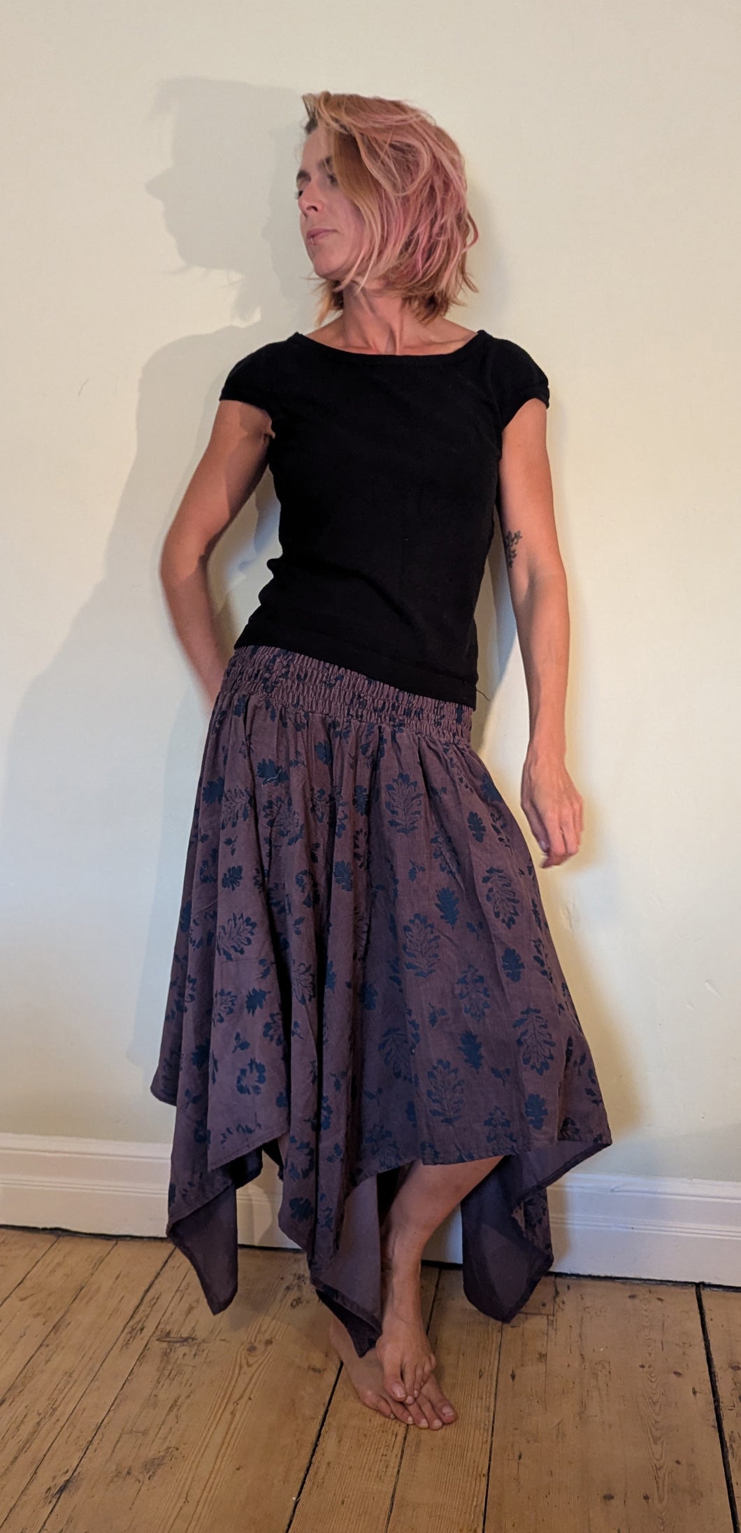 Emma's Emporium Needlecord Leaf Printed Skirt