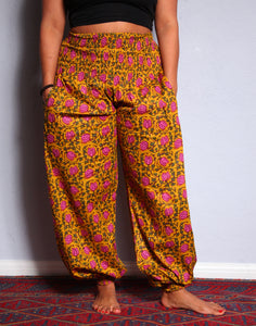 GENIE TROUSERS - Rose Print Cotton