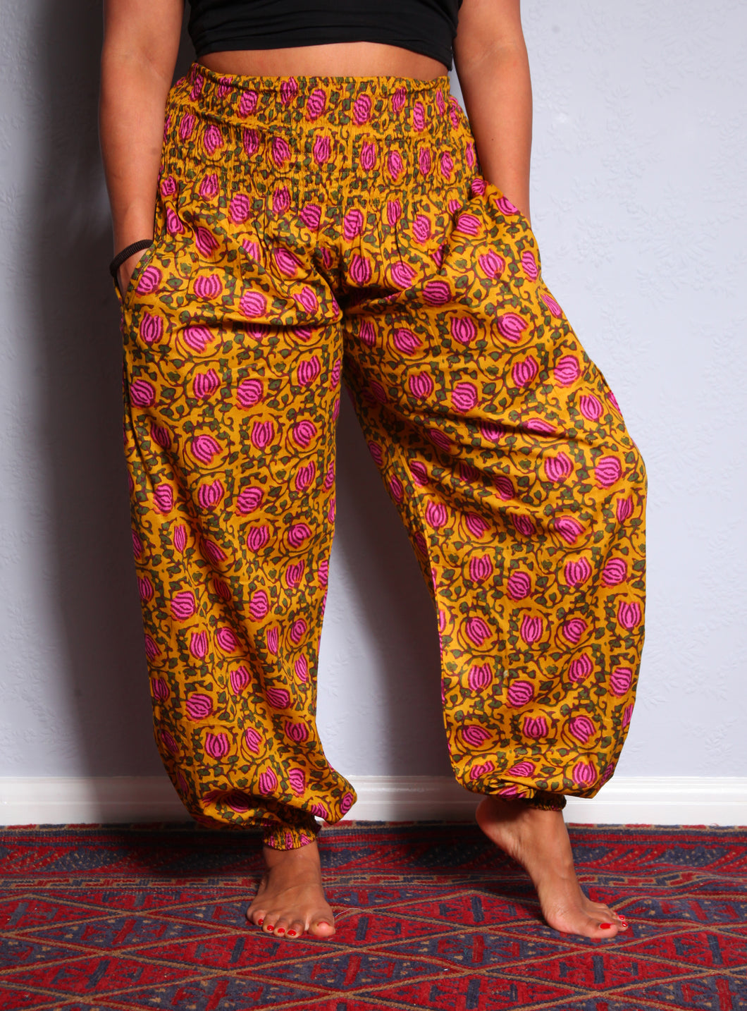 GENIE TROUSERS - Rose Print Cotton