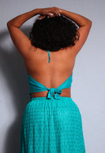 Load image into Gallery viewer, Buy now online. Emma's Emporium sequin backless hanky top. Beautiful halter-neck sun top, embroidered and adorned with sequins. made from soft rayon. Emma's Emporium ethical slow fair trade fashion, women's hippie and festival clothing.

