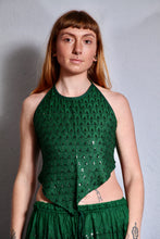 Load image into Gallery viewer, Buy now online. Emma's Emporium sequin backless hanky top. Beautiful halter-neck sun top, embroidered and adorned with sequins. made from soft rayon. Emma's Emporium ethical slow fair trade fashion, women's hippie and festival clothing.
