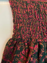 Load image into Gallery viewer, Emma&#39;s Emporium fleece genie harem trousers, loose fit warm winter  hippy pants, made from machine washable vegan fleece, in bright flower or paisley design. Slow fashion, ethically sourced hippie festival hippy fashion.
