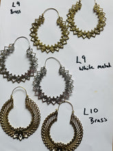 Load image into Gallery viewer, Earrings - Brass and Silver Plate Tribal Gypsy Earrings - Extra Large
