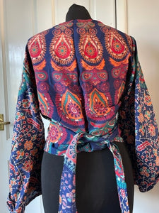 Peacock Print Bell Sleeve Top