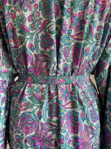 Buy now online, Emma's Emporium colourful paisley floral kimono dressing gown, loose summer jacket. Check out Emma's Emporium online store, ethical alternative women's fashion; hippie festival clothing and accessories, ethically sourced. Shop online or find us at a festival. All clothing and products available for UK wholesale.