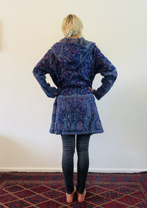 Emma's Emporium soft warm vegan wool unisex gender neutral long jacket cardigans with coconut button fastening, front pockets and oversized hood. Buy now from Emma's Emporium online shop for men and women's hippie festival clothing and gifts.