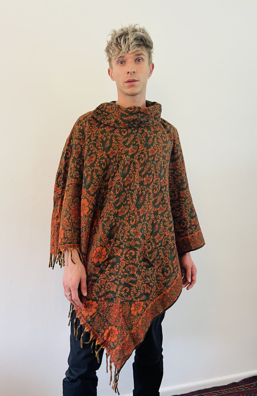 Emma's Emporium paisley fleece unisex hippie warm poncho