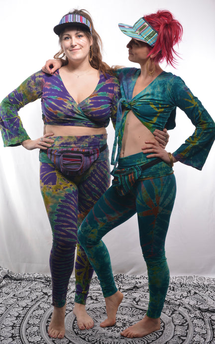 Shop now online at Emma's Emporium! Cotton lycra tie dye leggings, colourful comfy festival leggings!