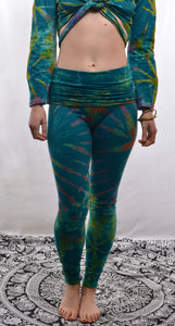 Shop now online at Emma's Emporium! Cotton lycra tie dye leggings, colourful comfy festival leggings!
