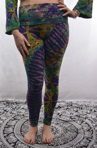 Shop now online at Emma's Emporium! Cotton lycra tie dye leggings, colourful comfy festival leggings!