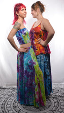 Load image into Gallery viewer, Buy online now from Emma&#39;s Emporium! Emma&#39;s Emporium Tie Dye full length gypsy maxi skirt, in vibrant tie dye rayon, with pockets. Super fun hippy tie dye beach festival skirt, Emma&#39;s Emporium hippy and alternative women&#39;s clothing.
