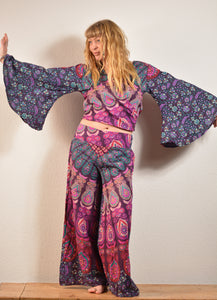 Peacock Print Bell Sleeve Top