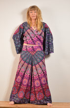Load image into Gallery viewer, Summer Palazzo pants. Buy online from Emma&#39;s Emporium wholesale women&#39;s festival, alternative and hippie clothing. Colourful peacock print cotton  PALAZZO genie harem loose summer trousers. Shop now at Emma&#39;s Emporium UK clothing retail.
