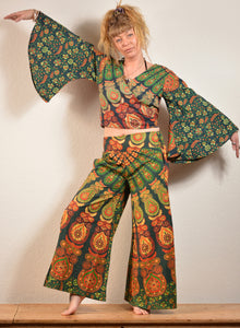 Peacock Print Bell Sleeve Top