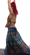 Load image into Gallery viewer, Emma&#39;s Emporium, available to buy online buy now, full length wrap around peacock print cotton maxi skirts.

