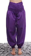 Load image into Gallery viewer, Buy online now from Emma&#39;s Emporium women clothing. Organic cotton genie harem trousers, fantastic unisex lightweight summer trousers for yoga, festivals, maternity
