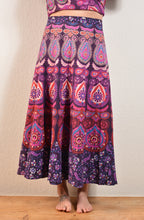 Load image into Gallery viewer, Emma&#39;s Emporium, available to buy online buy now, full length wrap around peacock print cotton maxi skirts.
